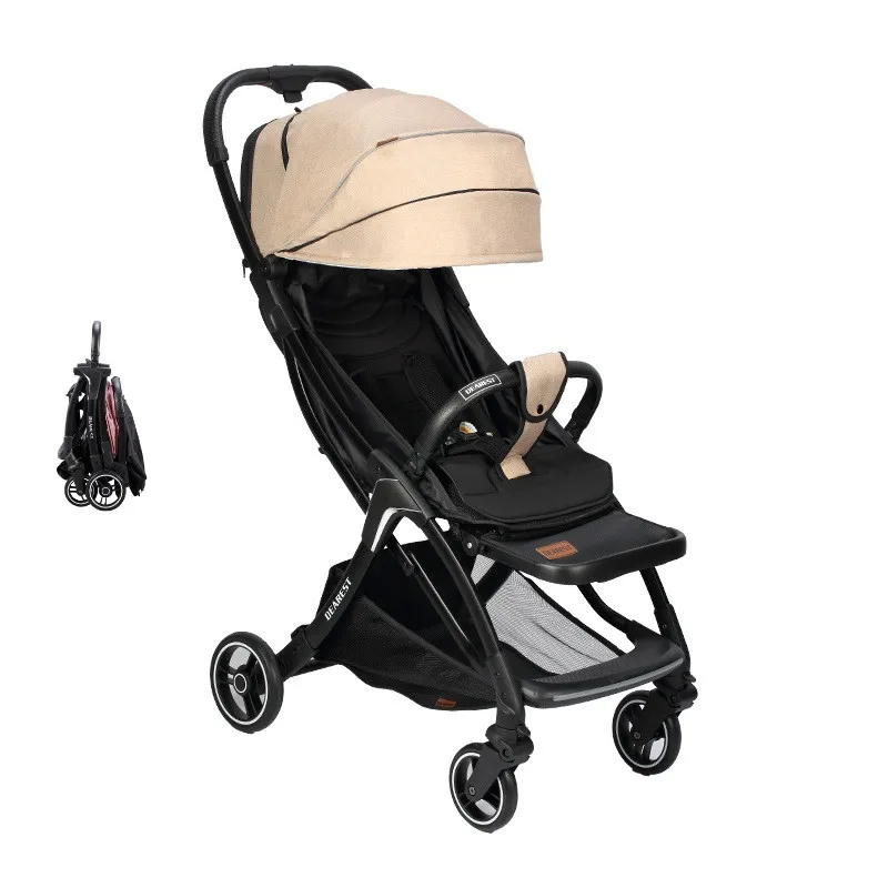 Портативная детская коляска легкая тележка складная дорожная коляска анти-УФ может сидеть может лежать коляска для новорожденных малышей мальчиков и девочек - Цвет: khaki