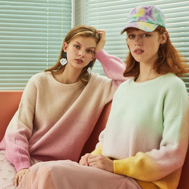 Женский свитер из овечьей шерсти с градиентными цветами Vero Moda | 319413516 Женская