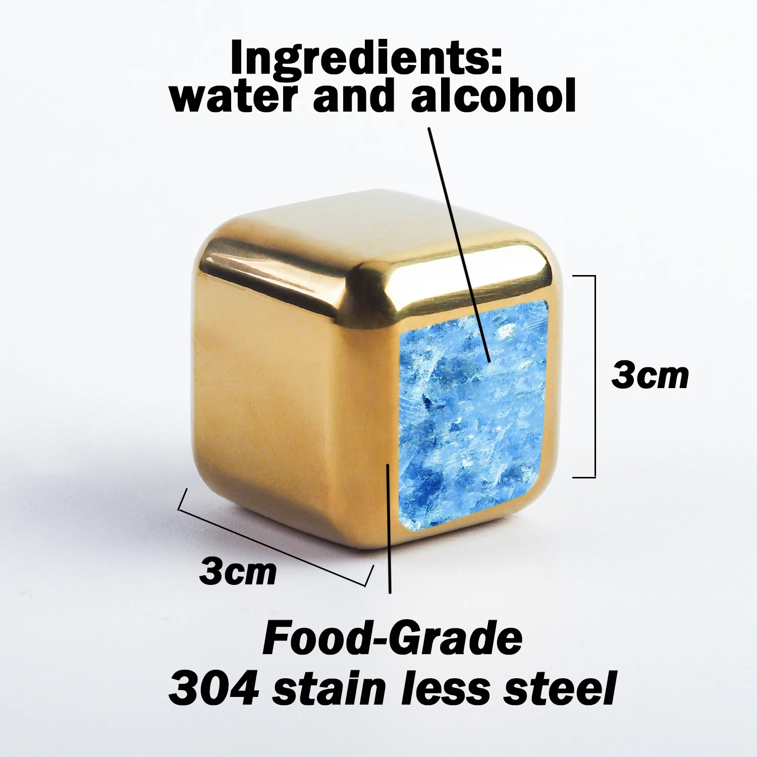 Golden Reusable 304 Stainless Steel Whisky Stones With Tongs Food Grade Quick Frozen Chilling Ice Cube Cooler For Wines & Drinks Golden Reusable 304 Stainless Steel Whisky Stones With Tongs Food Grade Quick Frozen Chilling Ice Cube Cooler For Wines & Drinks