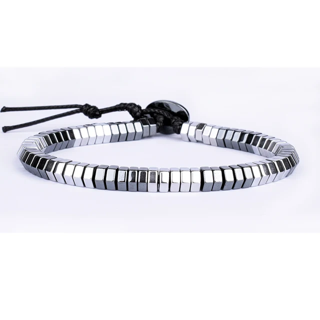 Fashion Energy Hematite Magnetic Bracelets Men Nature Silver color Hematite Charm Bracelets for Women High Polish Energy Jewelry Life Bracelets