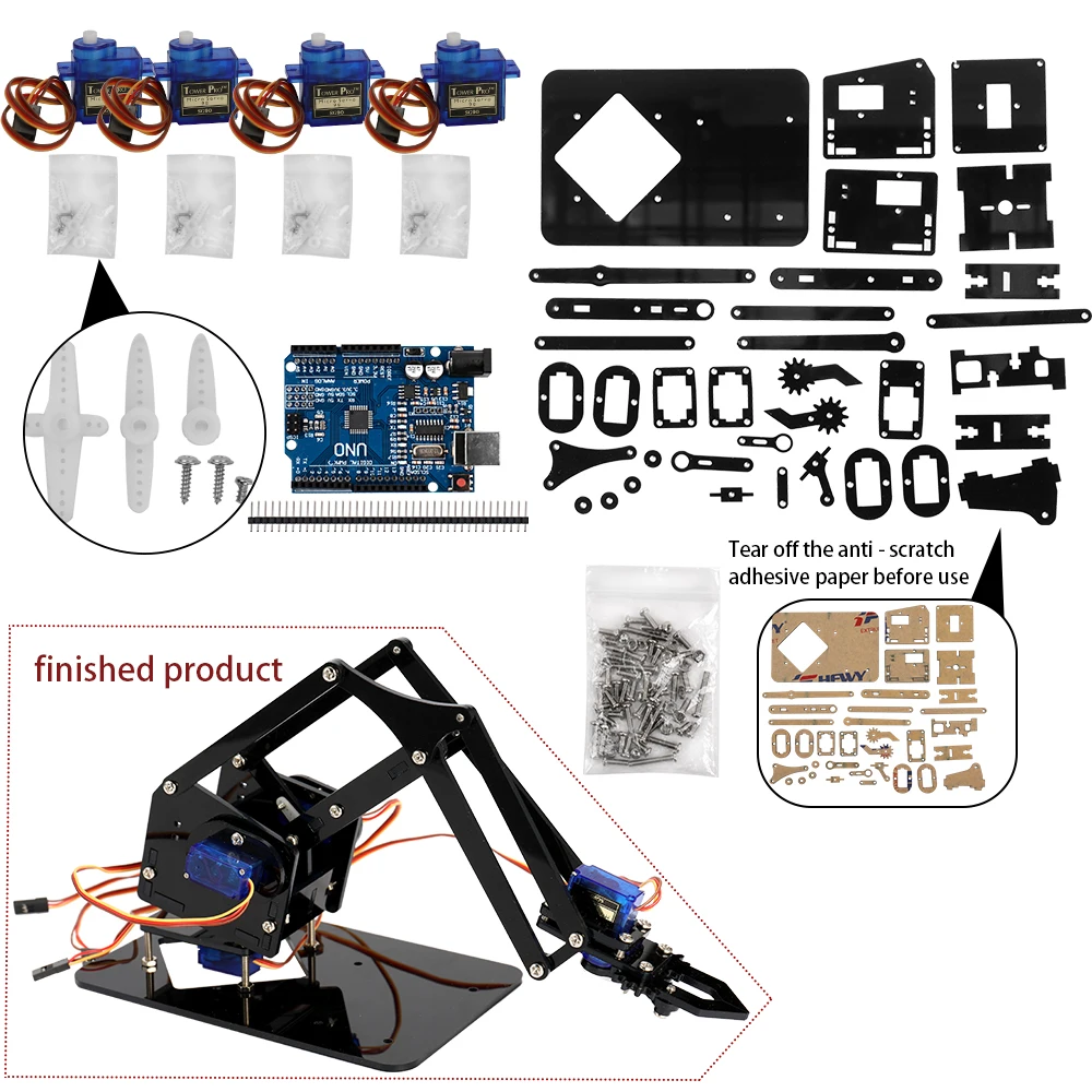 DIY акриловый робот-манипулятор робот-коготь набор 4DOF игрушки ручной механический