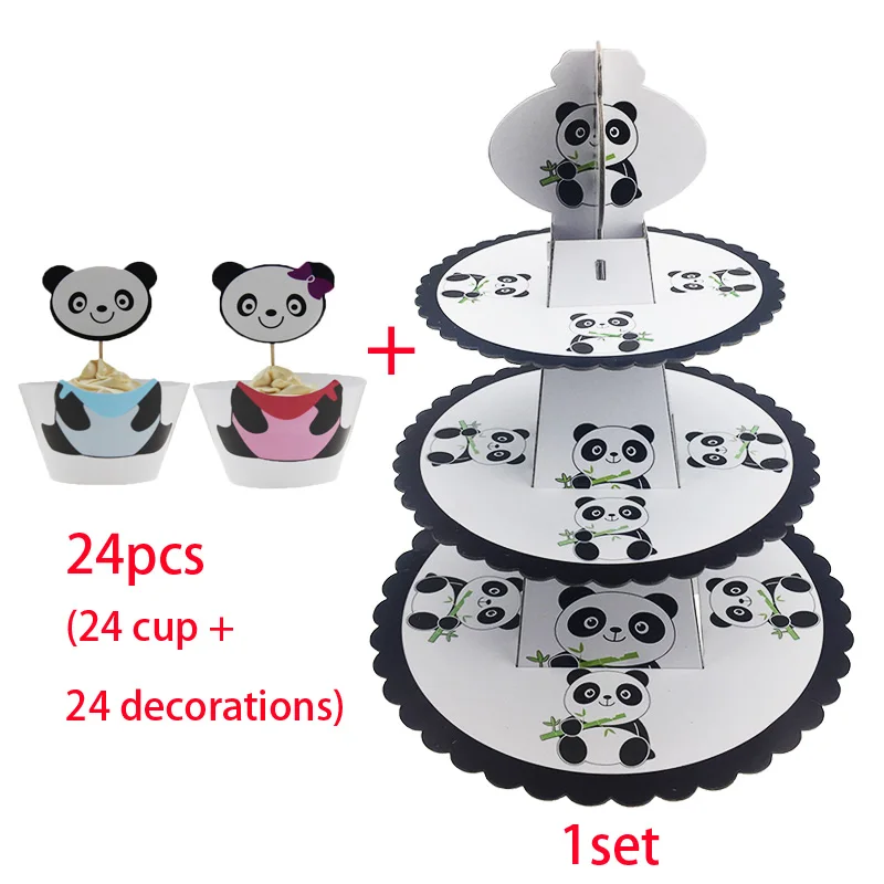 

the panda 3-tier Cupcake Stand Cupcake Wrappers Stander Cartoon Cake Dessert cake cup stand for baby girl happy birthday
