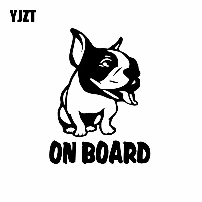 YJZT 10.8X14.6CM Creative Cartoon Car Sticker Vinyl Decal Funny Dog French Bulldog On Board Black/Silver C24-1187 | Автомобили и