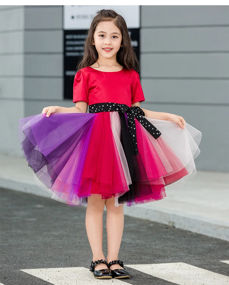 Новое поступление; Короткие Платья с цветочным узором для девочек; коллекция 2019 года; красные платья для девочек на свадьбу, вечеринку