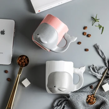 

Cute Cartoon Mug Creative Ceramic Mug for Couple with Spoon with Lid Tazas De Ceramica Creativ Breakfast Juice Milk Mugs MM60MKB