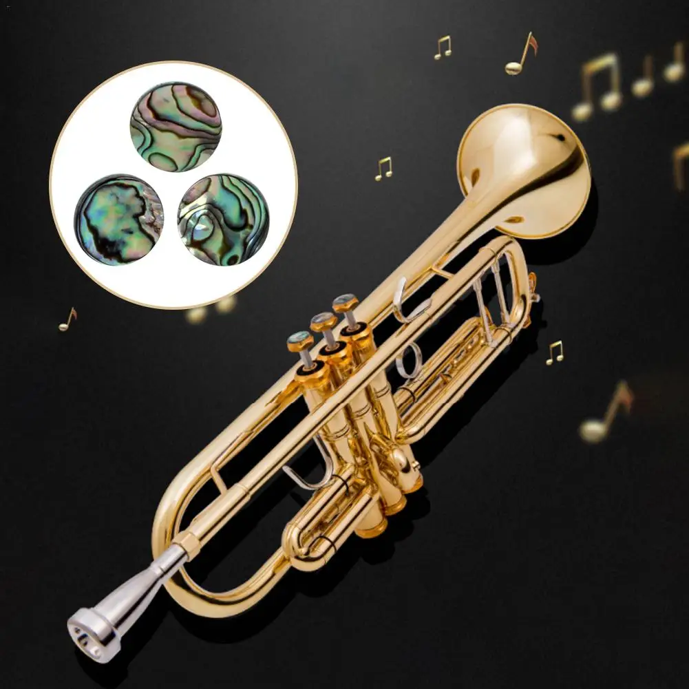 MonkeyJack Replacement Set of 3 Gold Plated Abalone Shell Inlays Trumpet Finger Buttons 