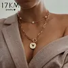 17KM Punk Coin Chain Necklace for Women 2Pcs/set Gold Color Pearl Bead Choker Gothic Multilayer Pendant Necklaces Jewelry Party ► Photo 1/6
