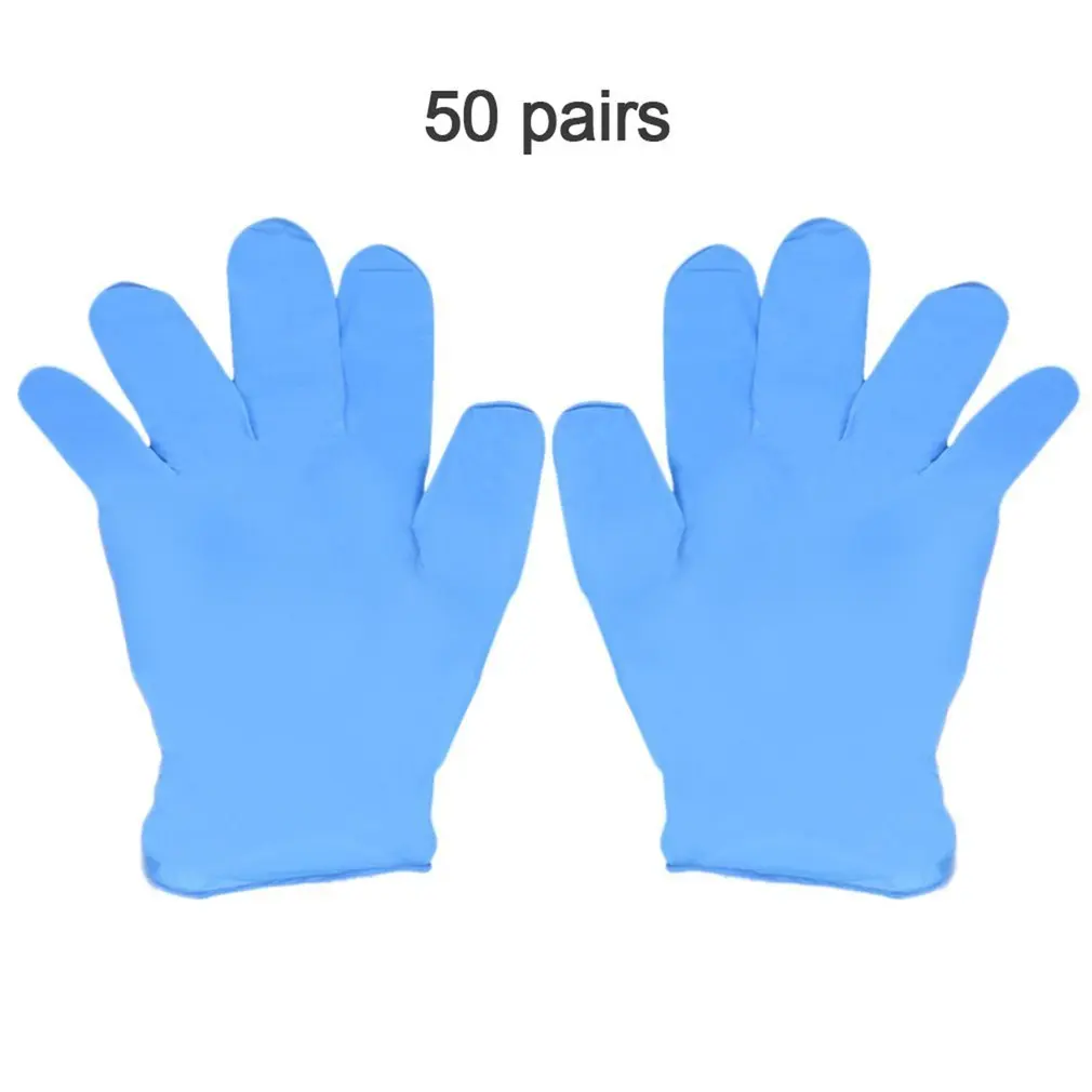 

100pcs/box Blue Nitrile Disposable Gloves Wear Resistance Chemical Laboratory Electronics Food Medical Testing Work Gloves