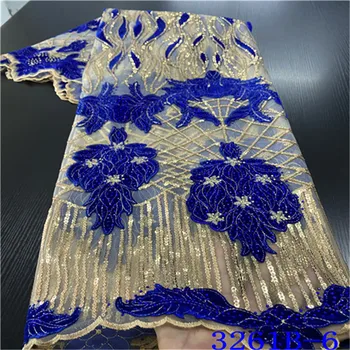 

High Quality Tulle Lace Fabrics With Stones African Velvet Lace Fabric Royal Blue Embroidery Mesh Lace Trim For Woman NA3261B-3