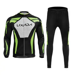Lixada Мужская зимняя одежда с длинным рукавом для велоспорта, комплект из теплого флиса, одежда для велоспорта, ветрозащитное пальто для