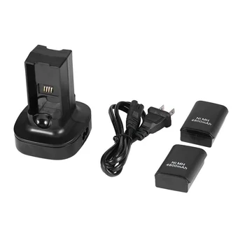 

Charger Dock Station With 2Pcs 4800Mah Rechargeable Battery For Microsoft Xbox 360 Digital Controller Handle Vertical US Plug