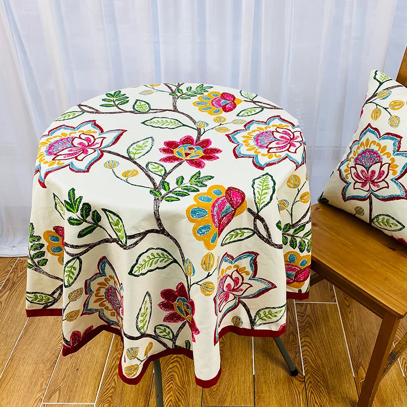 

Cotton Sun Flower Printed Round Tablecloths Modern Stylish Fresh Home Table Cover Multiple Colour Select Household Tablecloth