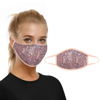 

Adult Men Women Cotton Print Camouflage Sequins Mask Washable Reusable Adjustable Masks Anti Dust Protective Mask Face Cover