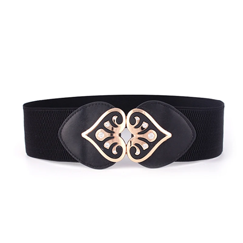 

new Fashion elastic waistband designer belt ladies wide waist seal peach heart buckle elastic decorative belt women high quality