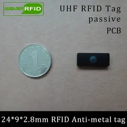UHF RFID Анти-металлический тег 915 МГц 868 МГц Alien higgs3 EPCC1G2 6C 24*9*2,8 мм маленький прямоугольник PCB смарт-карта пассивные RFID метки
