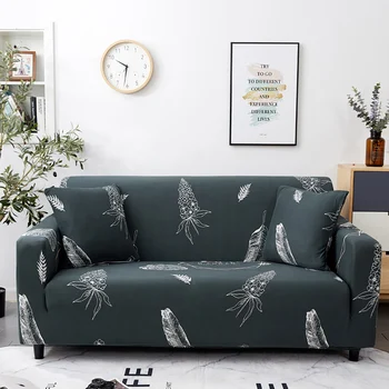 

Thumbedding Fruit Sofa Cover Runner For Living Room Simple Leaf Washable Stretchable Dark Grey Sofa Bed Cover I Shaped