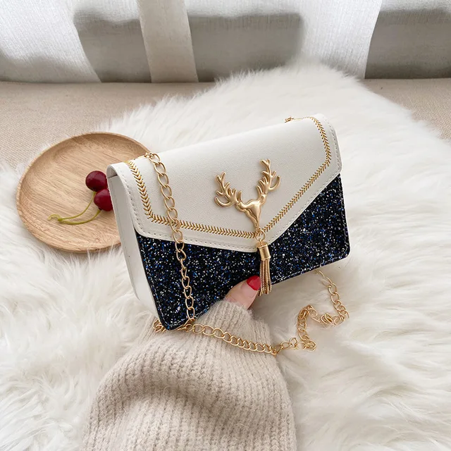 2021 Reindeer Women Handbags Deer Christmas Style Clutch Woman Purse Evening Handbags Shoulder Wedding Dinner Crossbody Bag white