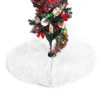 

1xLong Snow Plush Christmas Tree Skirt Base Floor Cover Xmas Party Decor 90cm