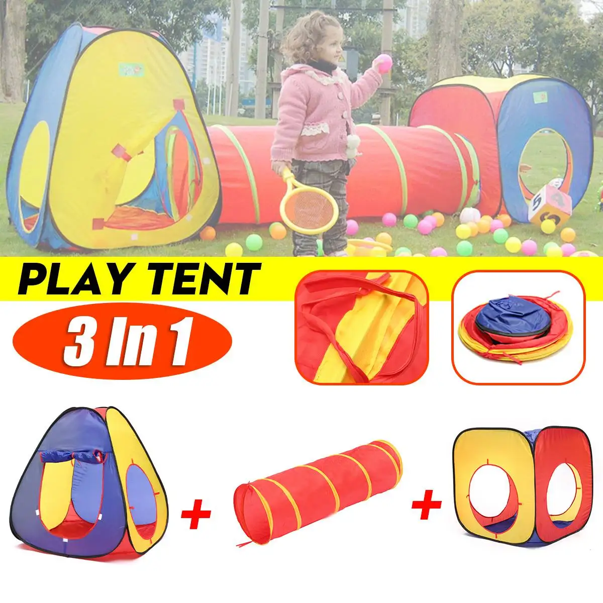 3Pcs/Set Play Tent Baby Toys Ball Pool for Children Tipi Tent Pool Ball Pool Pit Baby Tent House Crawling Tunnel Ocean Kids Tent