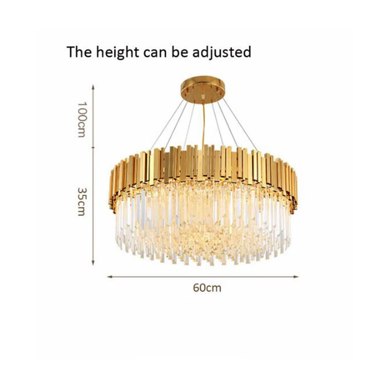 Современные роскошные круглые золотые хрустальные люстры лобби вилла украшения лампы - Цвет абажура: Dia 60cm H35cm