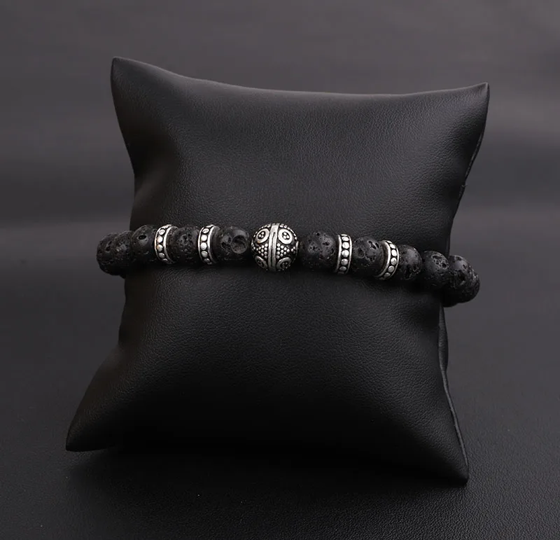 Drop Shipping Men Jewelry Natural Stone Beads A Grade Tiger Eye Tibetan silver Charms Macrame Bracelet Men - Image 3