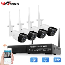Wetrans камера безопасности 1080P Аудио HD CCTV Wifi камера NVR комплект видеонаблюдения беспроводной открытый водонепроницаемый 4CH 2CH