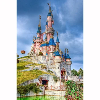 

Castle Painting Lake Full Round Drill DIY Diamond 5D Embroidery Cross Stitch Grassland Picture Mosaic Wall Art Home Decor Gift