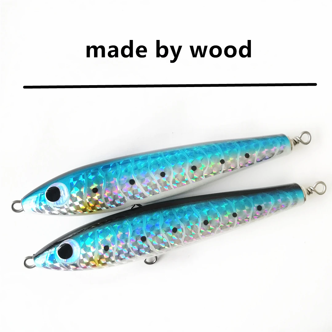 Swolfy 2pcs 19cm 73g Stickbaits Hard Wood Pencil Saltwater floating fishing wobbler Big Game Fishing Lure - Цвет: BB 2046