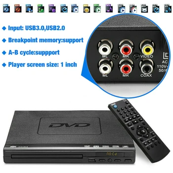 

Mini USB Portable Multiple Playback DVD Player Music Disc ADH CD VCD DVD with Remote Control for Home Theatre System