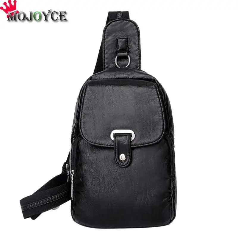 cheap Men Chest Bag Leather Waterproof Solid Color Casual Messenger Shoulder Bag For Male Crossbody Bag Waist Pack
