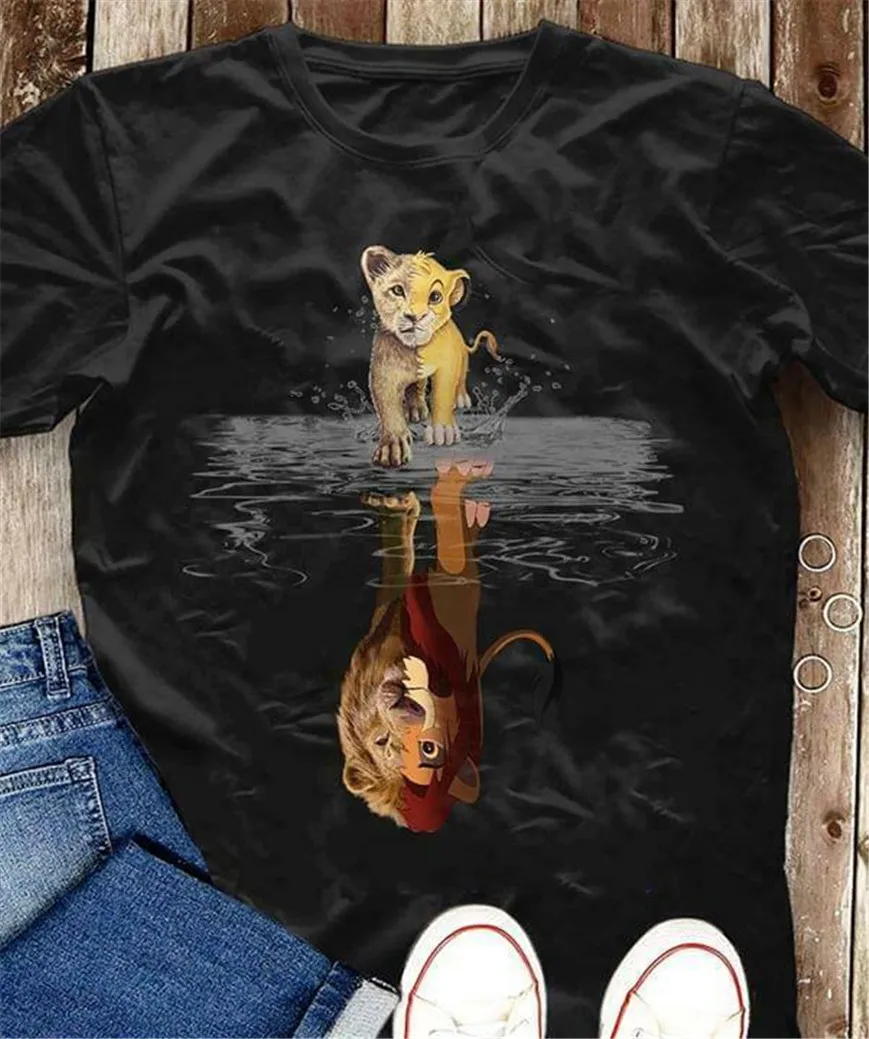 Футболка Simba Mufasa The Lion King черная Хлопковая мужская S-6Xl хип-хоп | Мужская одежда