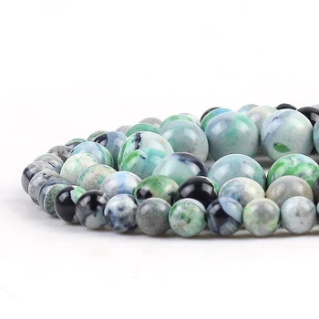 

Natural Stone Green Agates Charm Round Loose Beads for Jewelry Making Needlework Bracelet DIY Strand 15'' 4/6/8/10/12mm