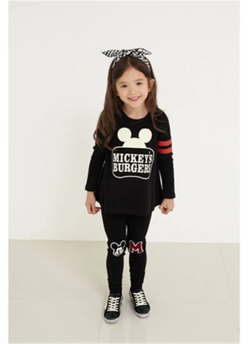 2 предмета, одежда для маленьких девочек с Микки и Минни одежда для маленьких девочек с героями мультфильмов детская одежда с рисунком Микки костюмы с длинными рукавами