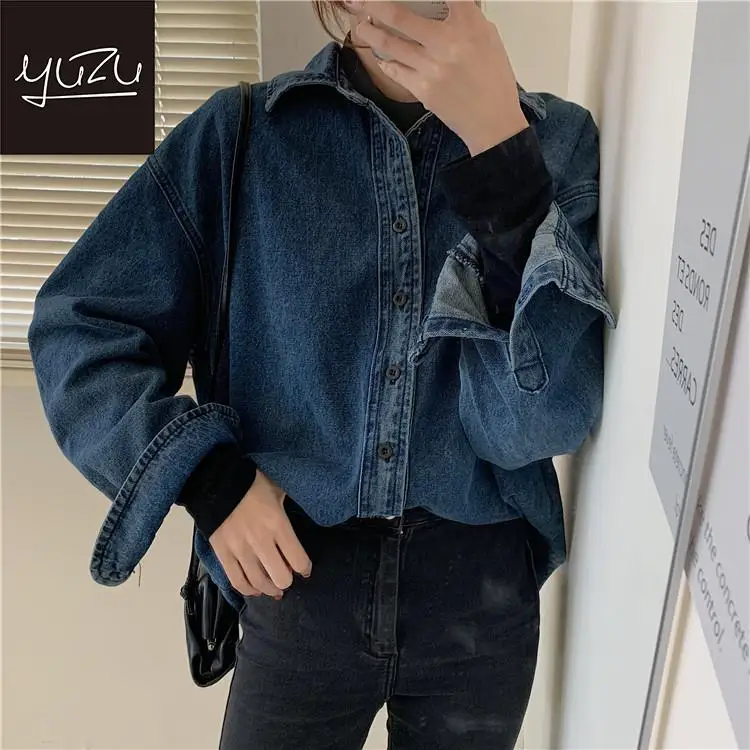 

womens denim jackets and coats 2020 Loose Long Sleeve Jeans Coat female Retro Cowboy Denim Loose Casual Jacket fashion