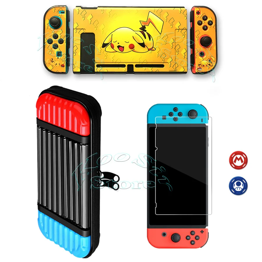 Жесткий чехол для nintendo s, сумка для переноски, защитная стеклянная пленка Nitendo Switch, цветная оболочка для nintendo Switch - Цвет: 5 in 1 Kit