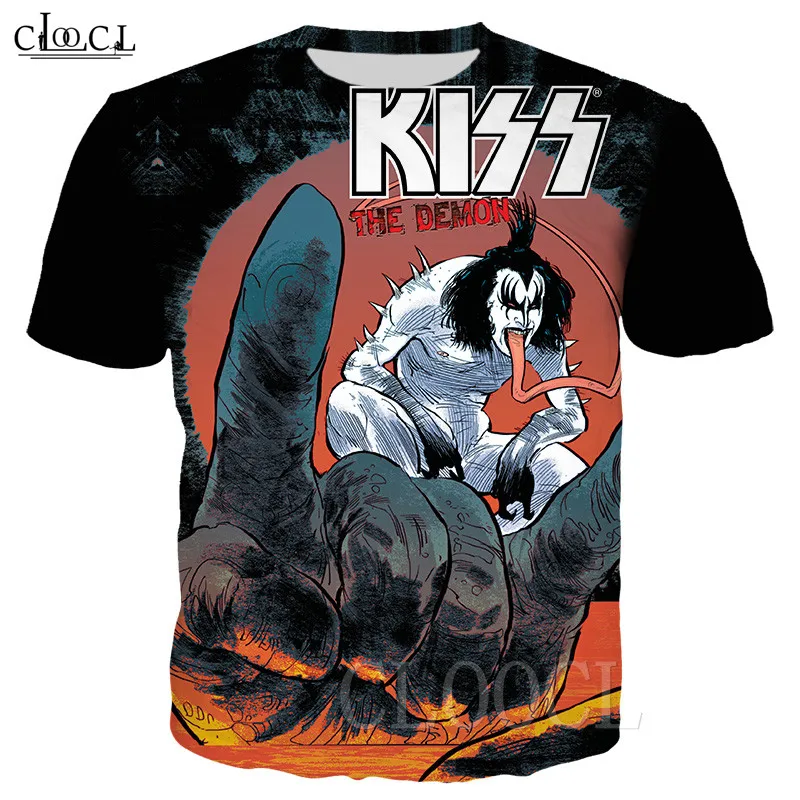 Рок группа KISS Футболка Мужская/женская с 3D принтом Повседневная модная крутая