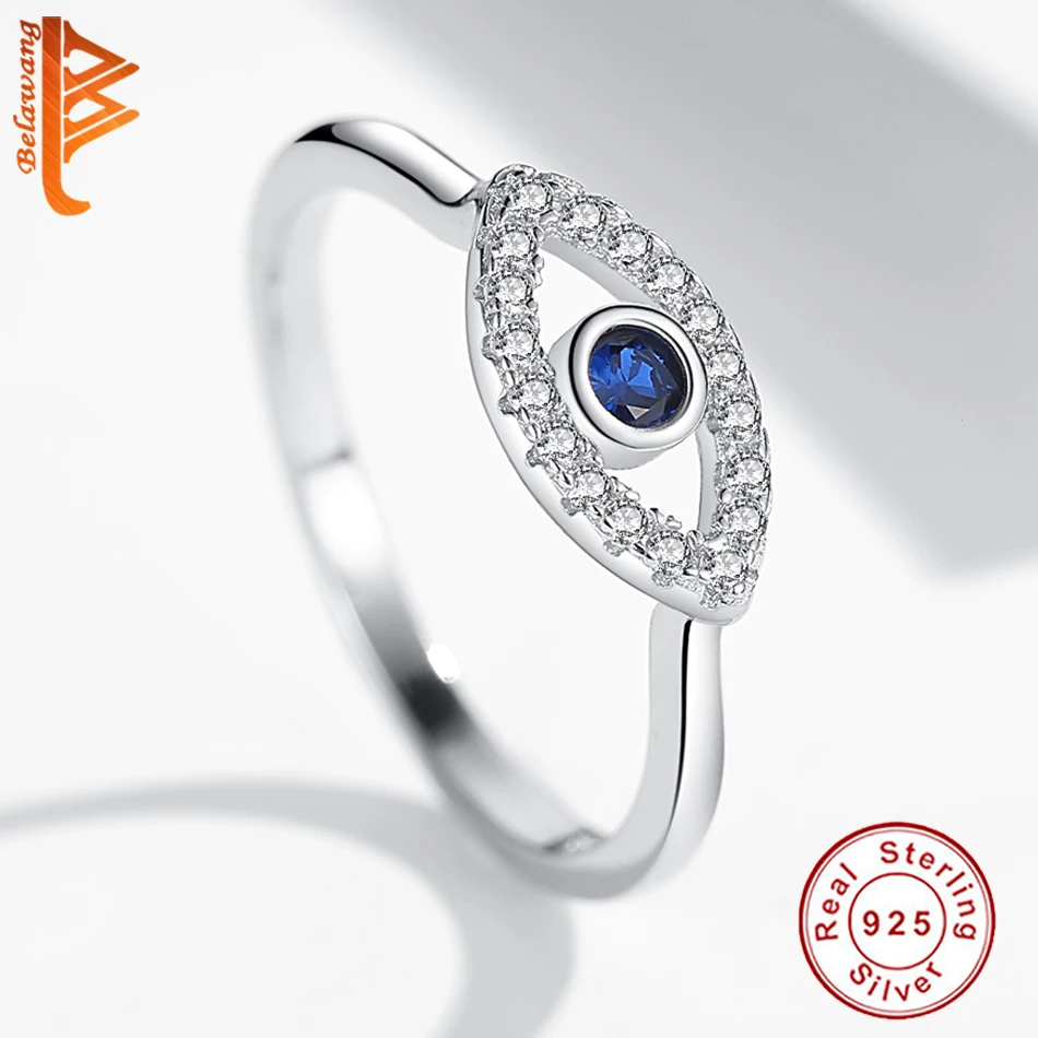 BELAWANG 925 пробы Серебряное кольцо с голубыми глазами Samsara для женщин, ювелирные изделия на удачу, подарок