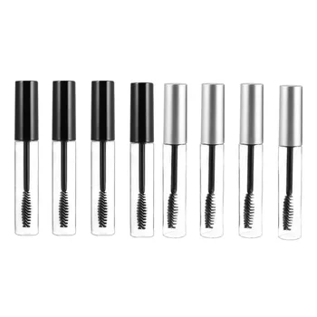 

8pcs Mascara Bottle Empty Refillable Bottles Portable Transparent Round Storage Container for Home Travel (Black Lid and Silver
