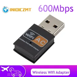 INIOICZMT – carte réseau externe sans fil, adaptateur USB 600, 2.4GHz + 5GHz, 2.0 Mbps, double bande, pour ordinateur de bureau et portable, Windows et MAC 