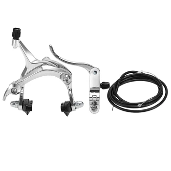 

Rear Fixie Road Bike Cruiser Brake Set Bike Brake Kit Bike Caliper Brake Kit Side Pull Brake Set For Most Fixie Bike Silver