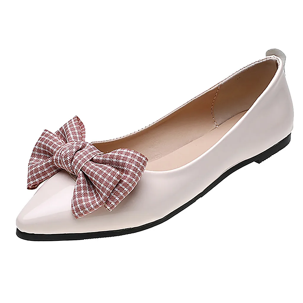 

SAGACE Women's fashion pointy shallow mouth bow casual work comfortable single shoes ladies one foot peas shoes new listing 2019