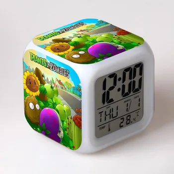 

PVZ Plants Zombies Game Figuras Alarm Clock LED Flash Light Thermometer Plants vs Zombies Figma Toys
