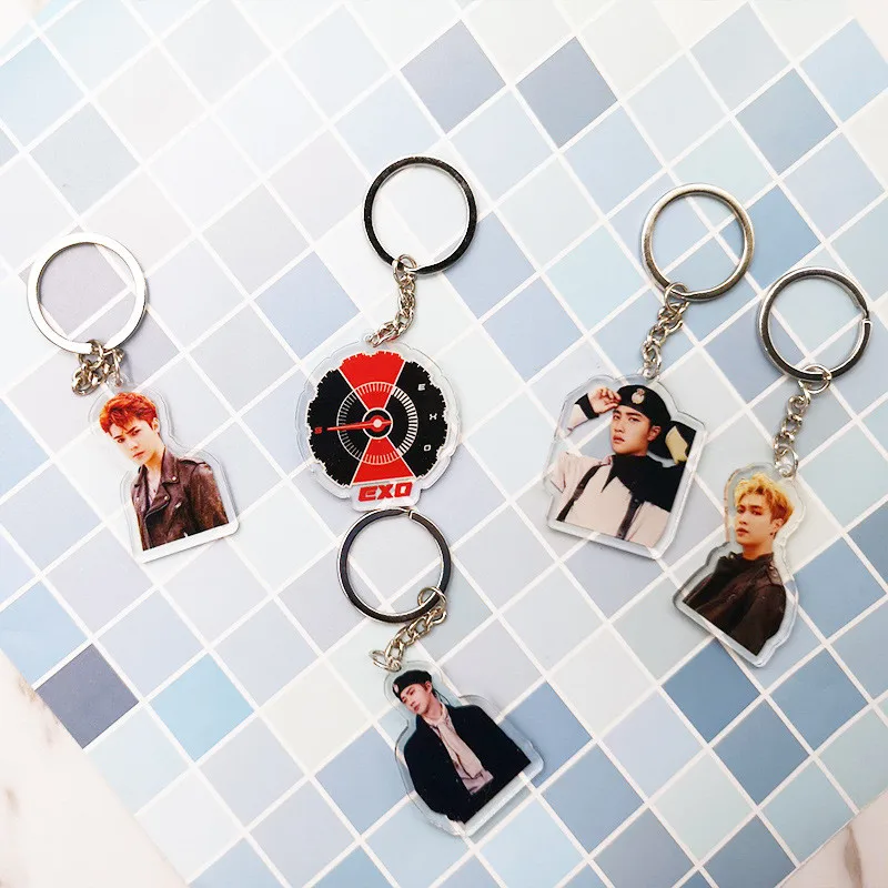 

Youpop KPOP EXO New Album Cartoon Acrylic Key Chain Plastic Transparent K-POP Fashion Key Ring Pendant KAI BAEKHYUN LU6729
