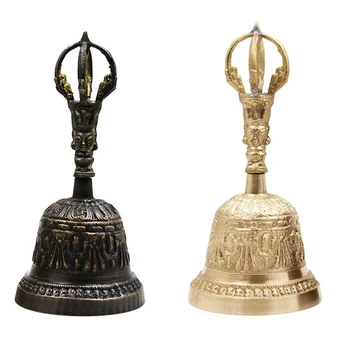 

Handmade FengShui Hand Bell Tea Meditation Alarm Prayer Lucky Service Desktop Tibetan Buddhist Loud Call Dinner Brass Portable