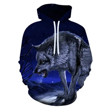 

2019 New Fashion Wolf Hoodies Men/women 3d Sweatshirts Print Double Wolf Hoody Hooded Hoodies Tracksuits Tops