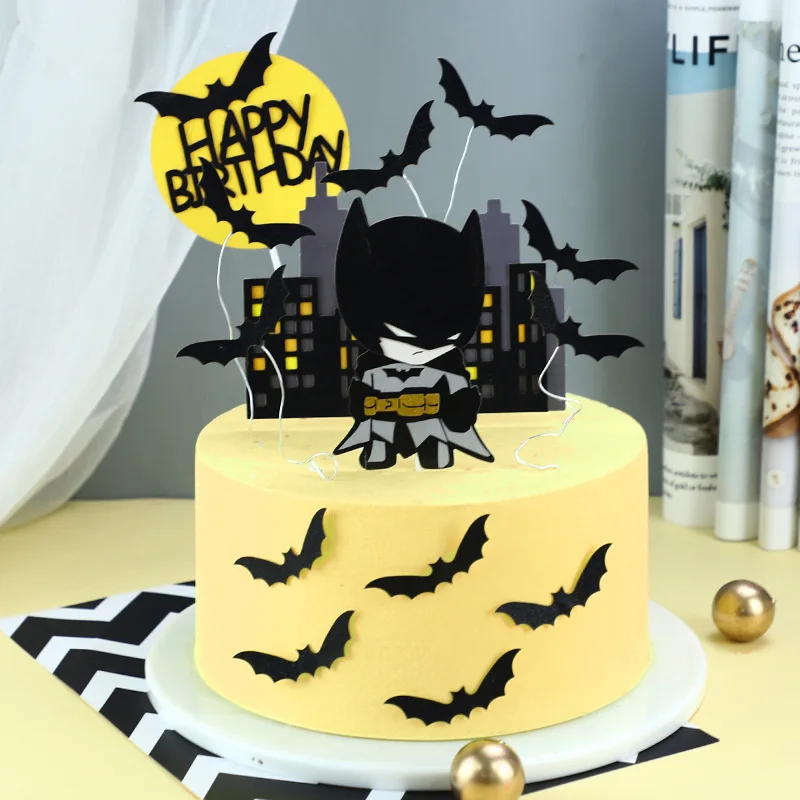 3pcs Cartoon Bat Happy Birthday Cupcake Topper Super Hero Birthday Cake Topper For Kids Birthday Party Cake Decorations Supplies Cake Decorating Supplies Aliexpress