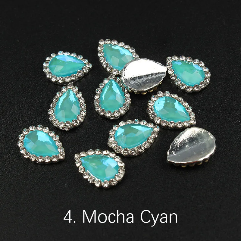 4 Mocha Cyan 30 шт цвет мокко 8,5x11,5 мм металлический сплав стекло капли воды Дизайн ногтей Стразы с плоской обратной стороной камень для DIY ногтей - Цвет: 4 Mocha Cyan