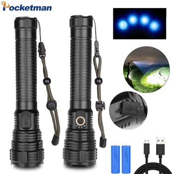 

Pocketman Powerful LED Flashlight USB Rechargeable XHP70 LED Flashlight Waterproof Zoom Torch Use 18650 26650 Battery