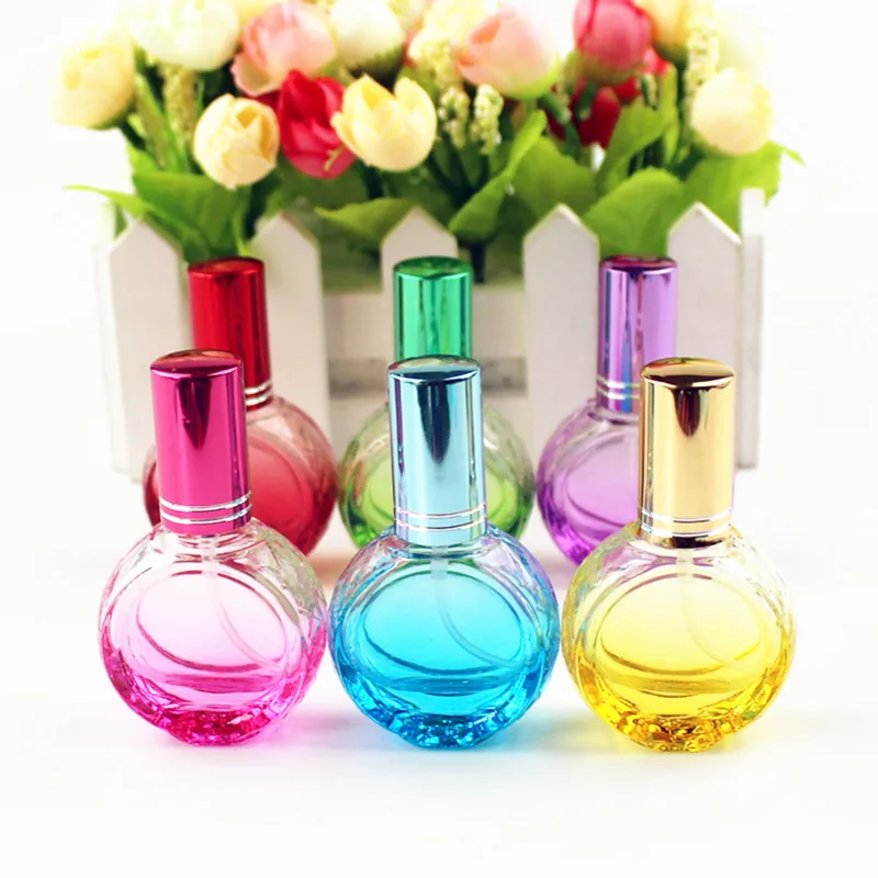 

10PCS 10ml Mini Colorful Glass Perfume Bottle Empty Fragrance Bottles Thick Cosmetic Packaging Bottle Refillable Glass Vials