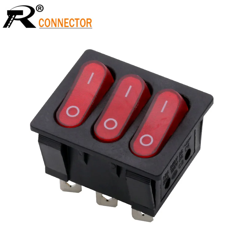 

100PCS Three-Way with light ON-OFF 9 Pin power switch 3 in 1 combination Rocker Switch 15A/250V 20A/125V AC
